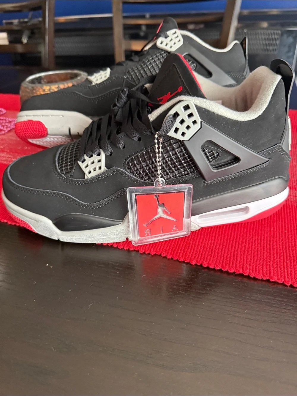 Jordan Men's Black and Red Lace-Up Sneakers